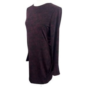 New Michael Kors Merlot Black Burgandy Snakeskin Long‎ Sleeve Dress Size Medium